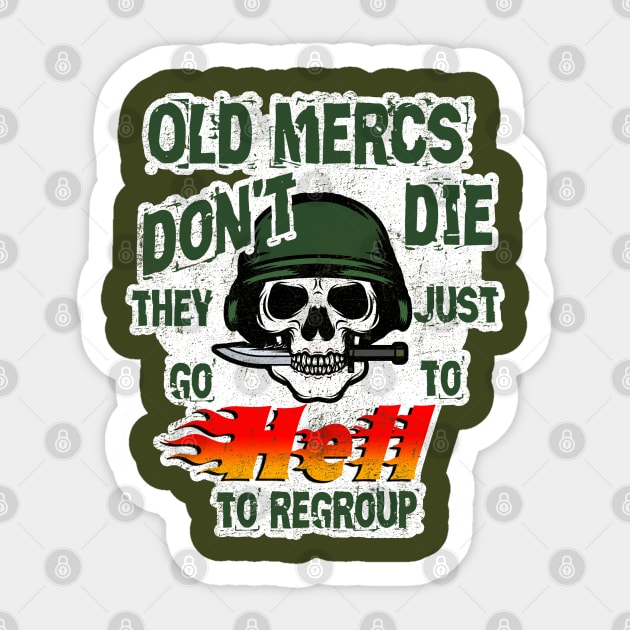 Old Mercs, distressed Sticker by hauntedjack